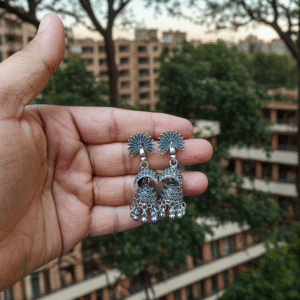 Artistic Peacock Oxidized Jhumkas