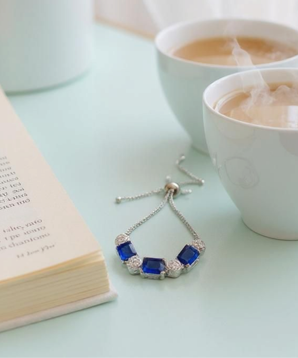 Dazzling Blue Gem Style Adjustable Bracelet