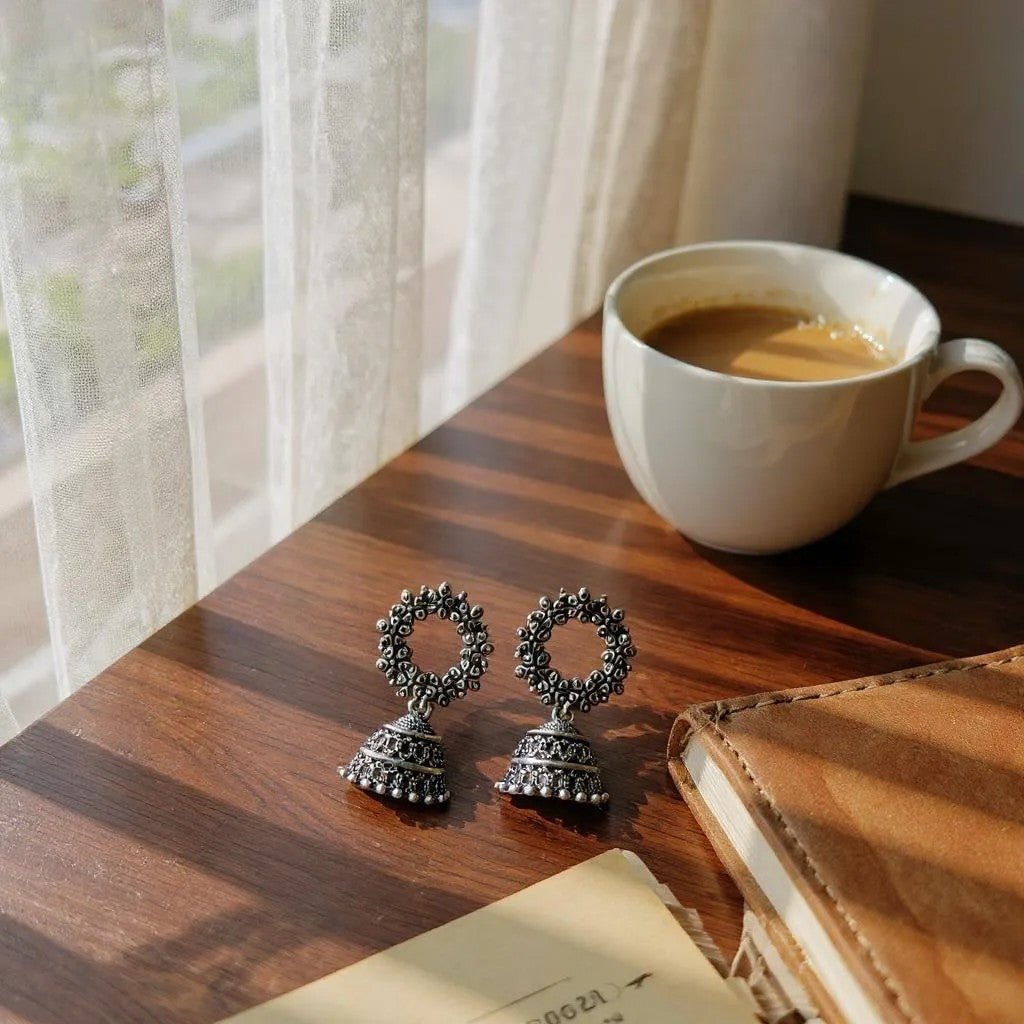 Bloom Circle Beaded Jhumkas - Image 2