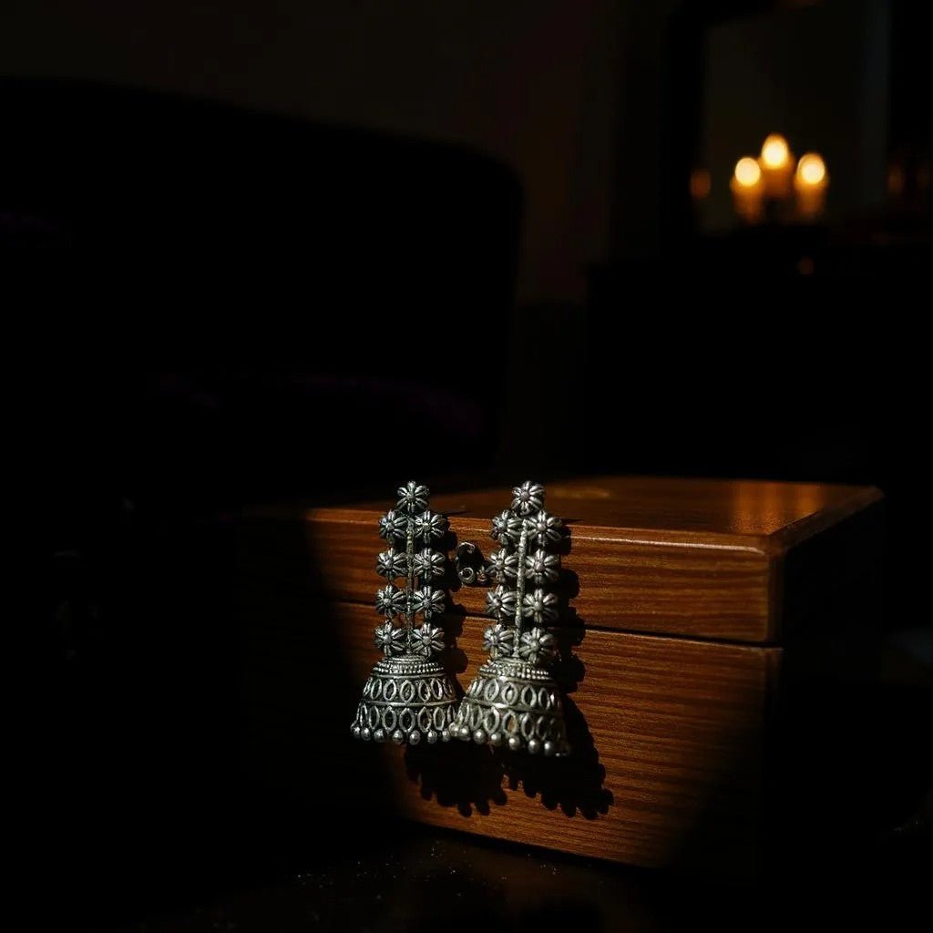 Daisy Cascade Long Jhumkas - Image 2