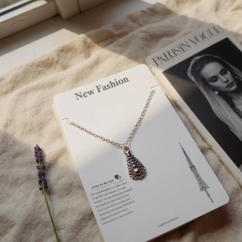 Vintage Teardrop Filigree Pendant Necklace - Image 3