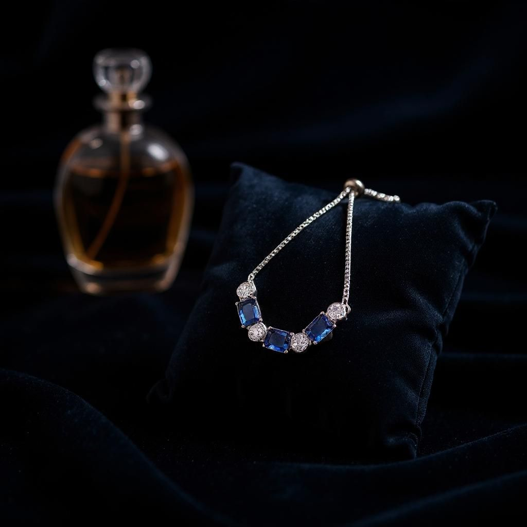 Dazzling Blue Gem Style Adjustable Bracelet - Image 2