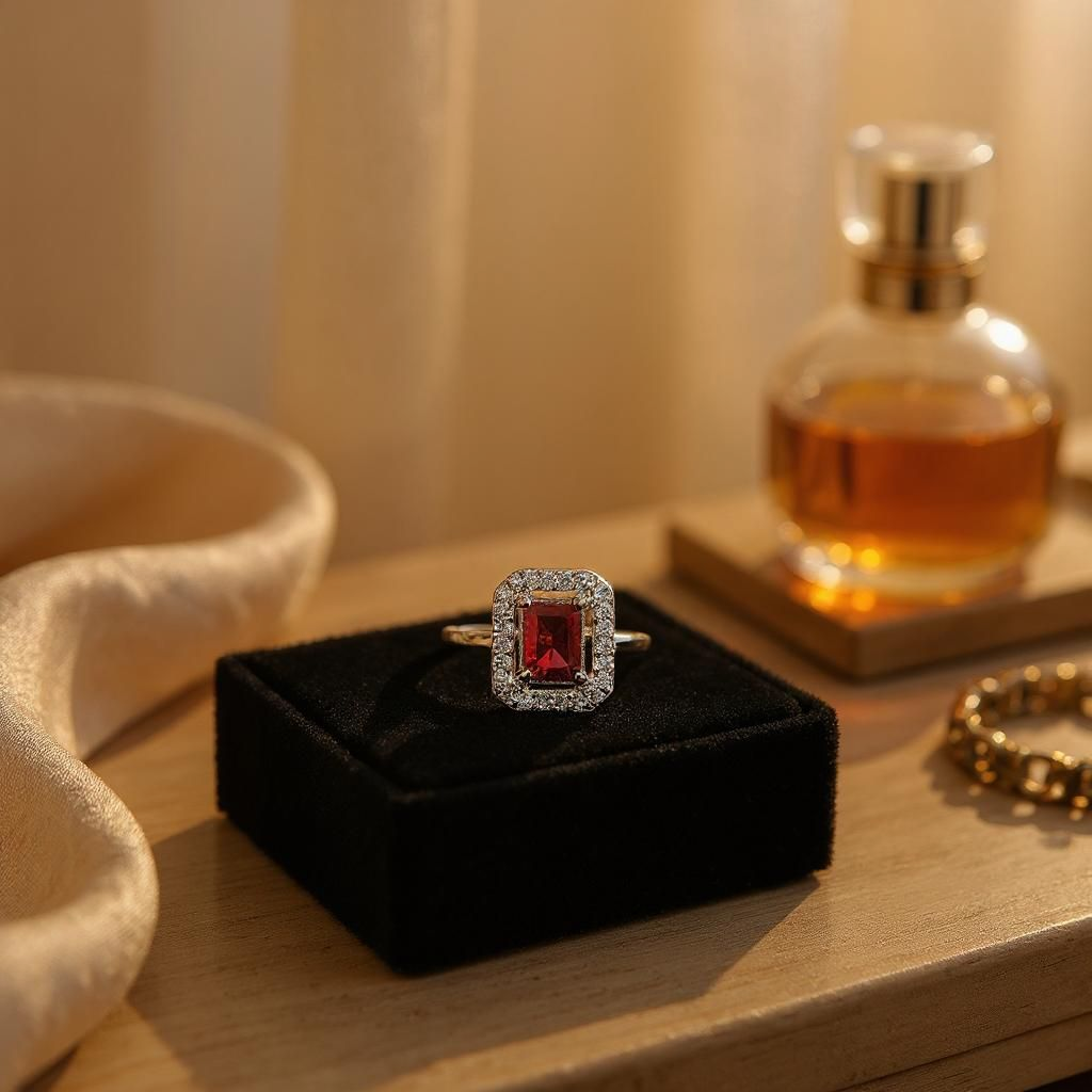 Regal Red Gem Style Adjustable Ring - Image 2