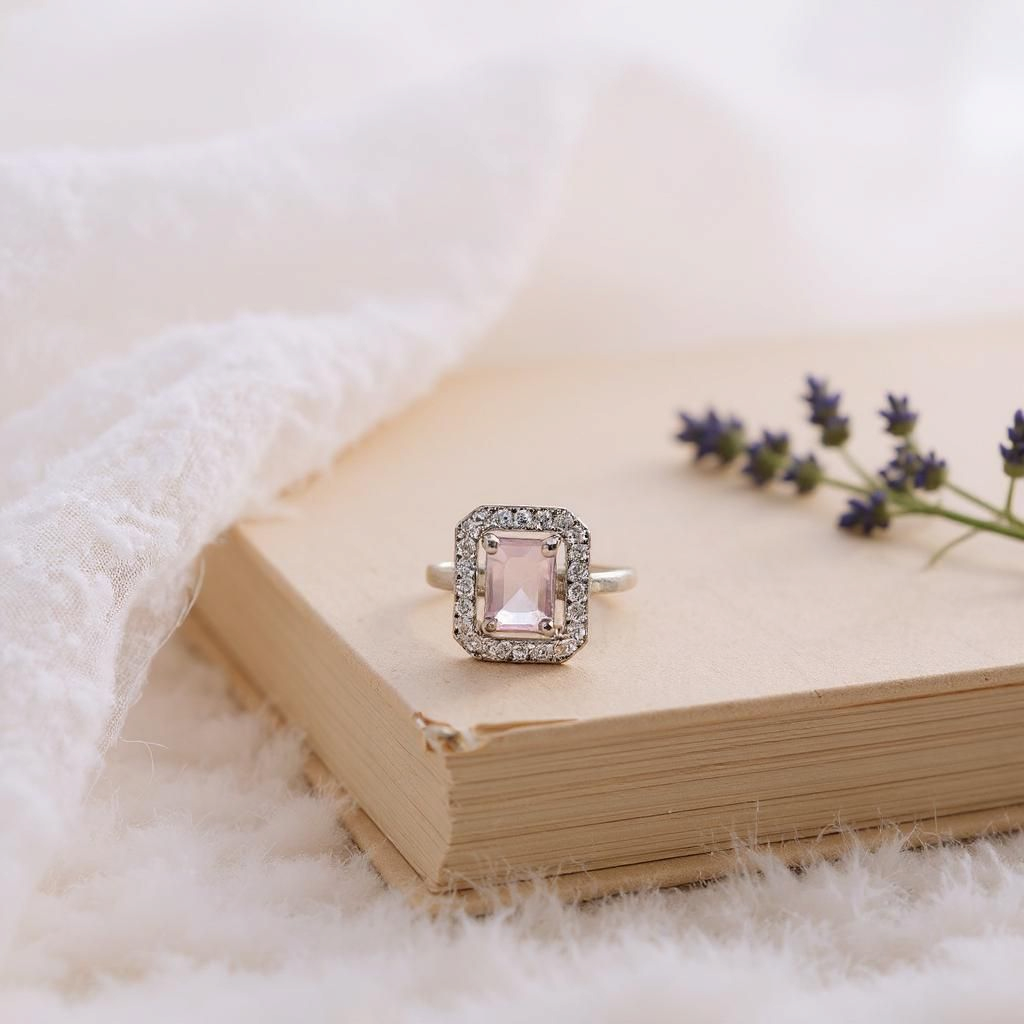 Delicate Pink Gem Style Adjustable Ring