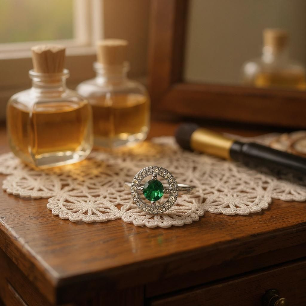 Dazzling Green Gem Style Adjustable Ring