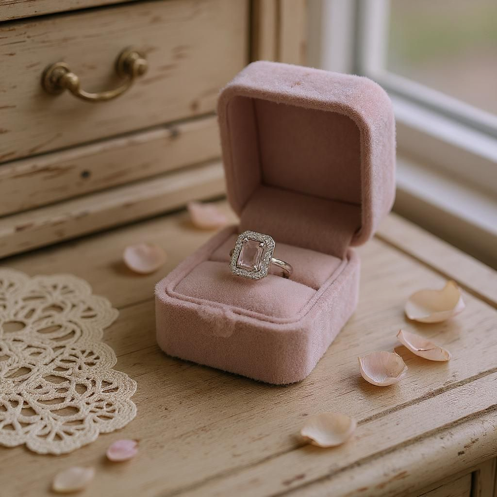 Delicate Pink Gem Style Adjustable Ring - Image 2