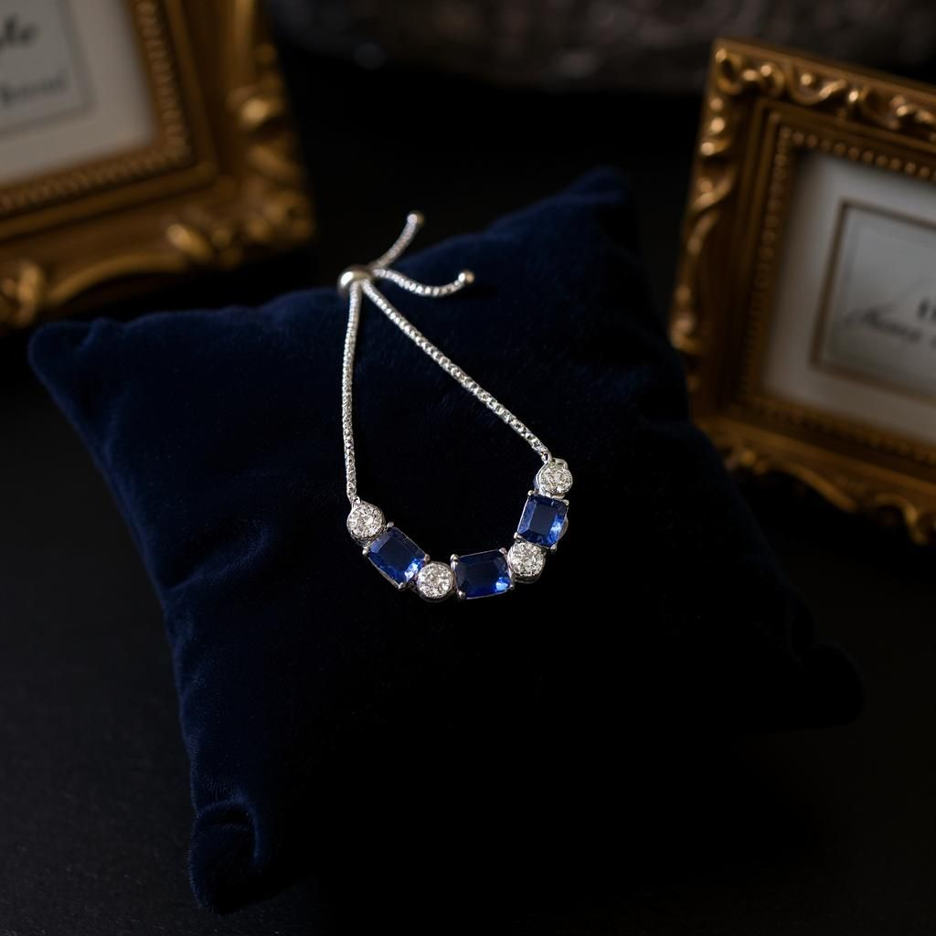 Dazzling Blue Gem Style Adjustable Bracelet - Image 3
