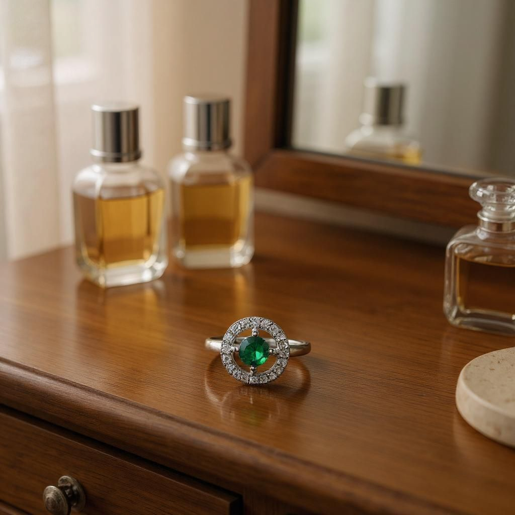 Dazzling Green Gem Style Adjustable Ring - Image 2