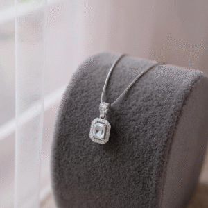 Dazzling Square CZ Halo Pendant Necklace - Everyday Sparkle