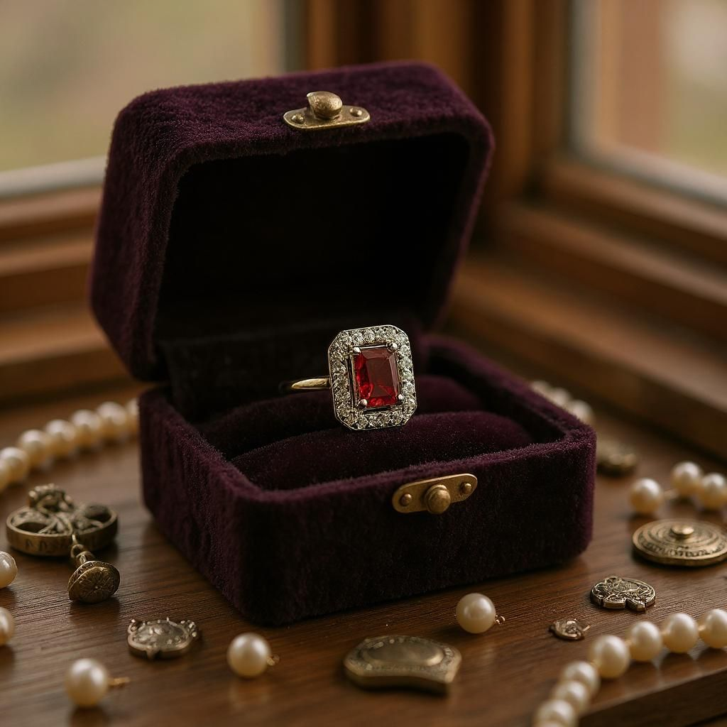 Regal Red Gem Style Adjustable Ring