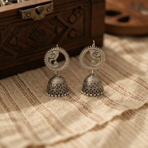 Divine Ganesha Oxidized Silver Jhumka Earrings | Traditional Temple Jewelry