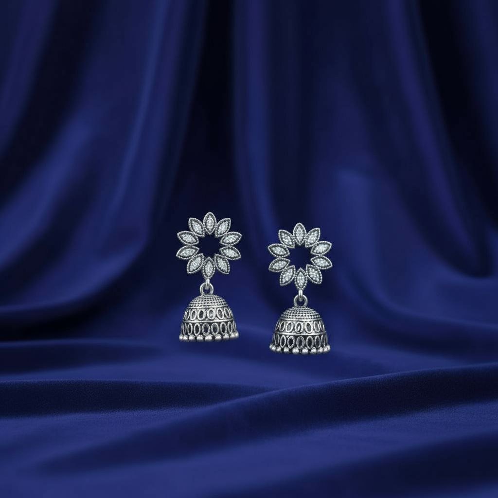 Filigree Flower Jhumkis - Image 2
