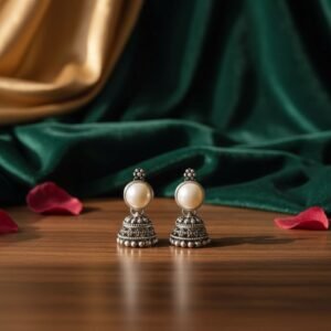 Vintage Pearl & Oxidized Silver Bells
