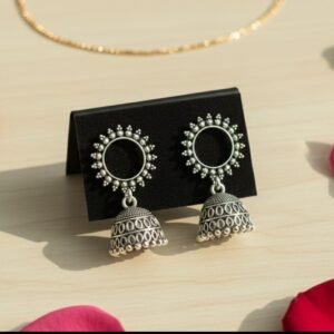 Oxidized Sun-Motif Jhumka Earrings