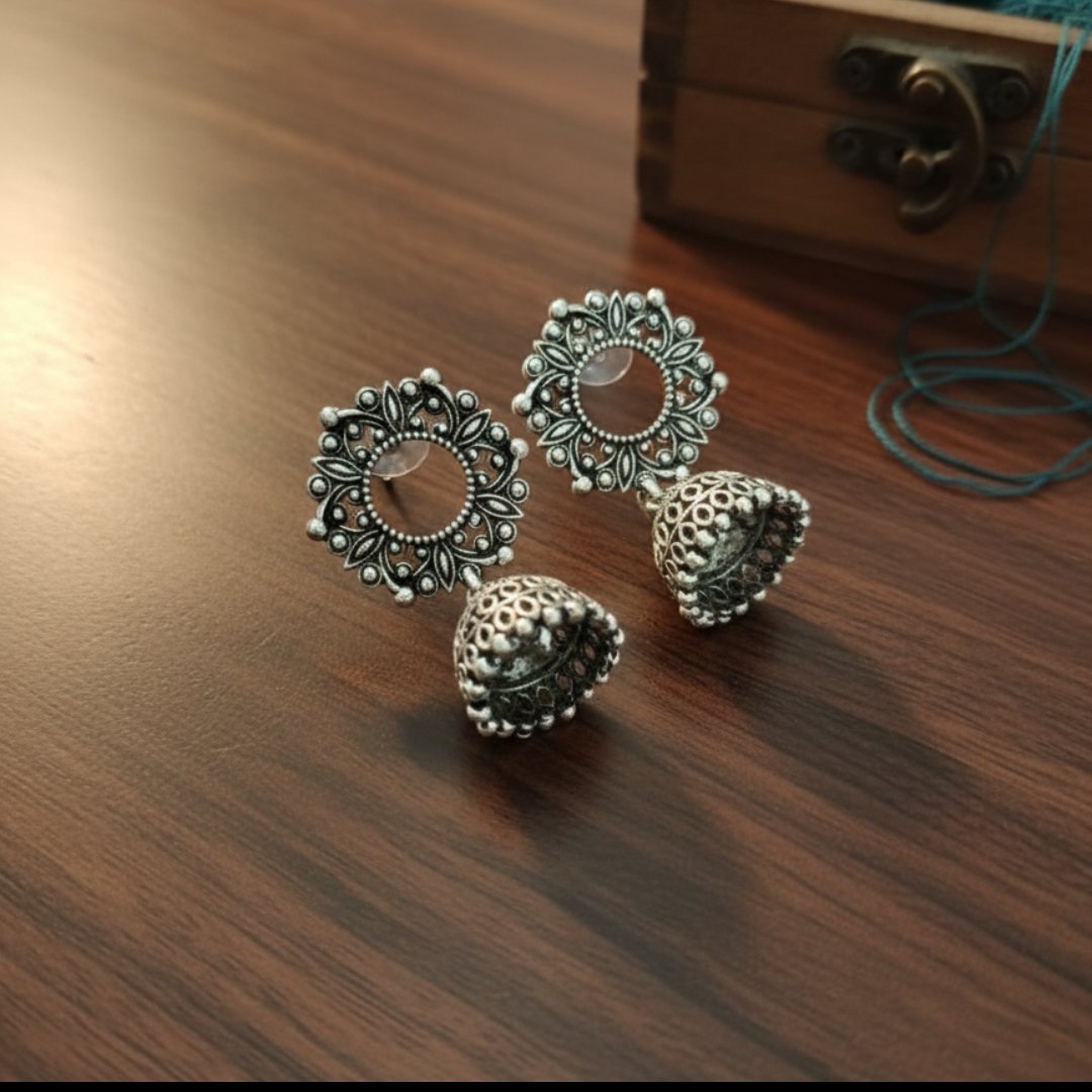 Antique Radiant Mandala Jhumkas - Image 3