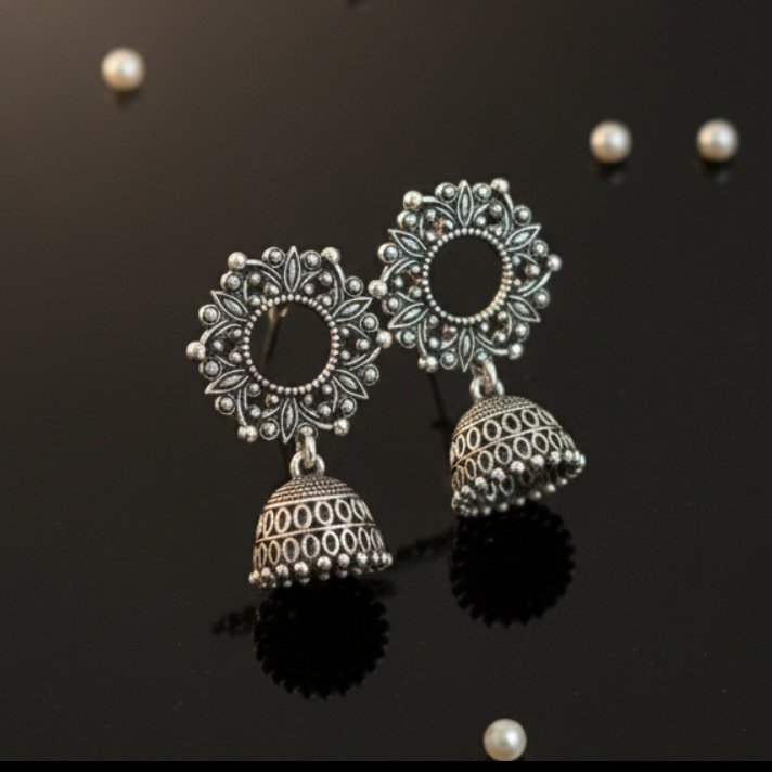 Antique Radiant Mandala Jhumkas - Image 2