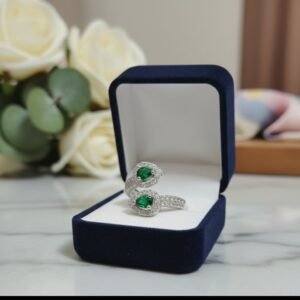 Emerald Green Pear Cut Bypass Ring