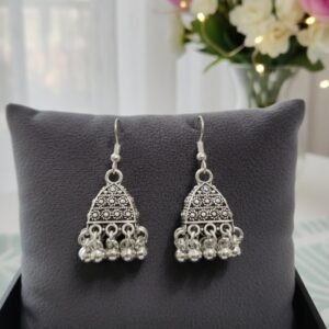 Vintage Style Oxidized Jhumka Earrings