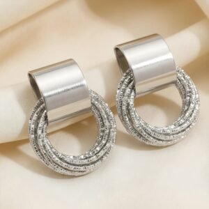 Modern Sculptural Silver-Tone Textured Earrings