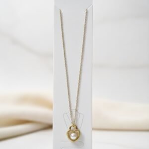 Anti-Tarnish Gold-Tone Heart Locket with Faux Pearl Detail