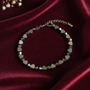 Hematite Heart Beaded Bracelet
