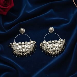 Regal Crescent Oxidized Chandbali Jhumkas