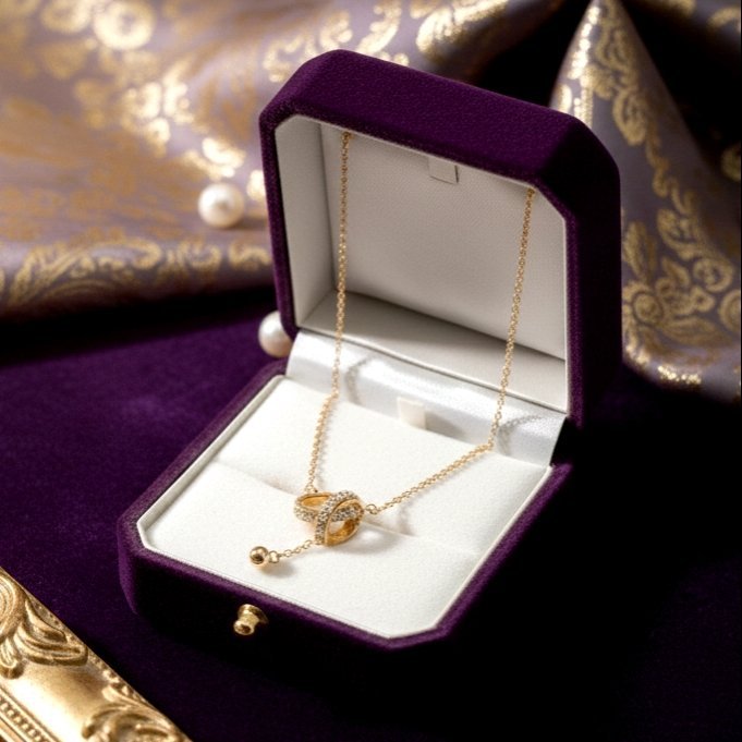 GoldToned anti tarnish Dual Ring Necklace - Image 4