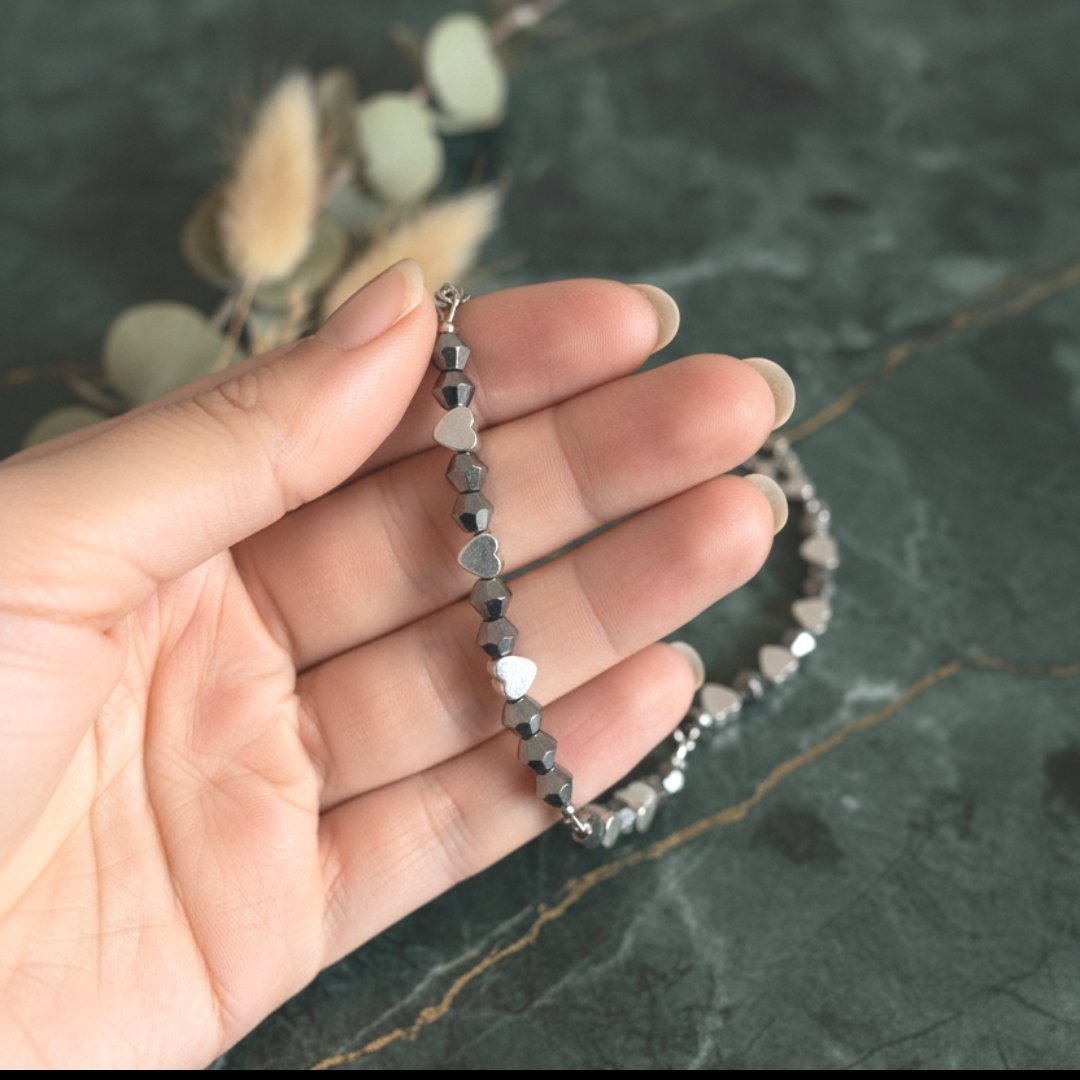 Hematite Heart Beaded Bracelet - Image 3