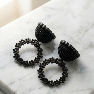Midnight Bloom Jhumka Earrings