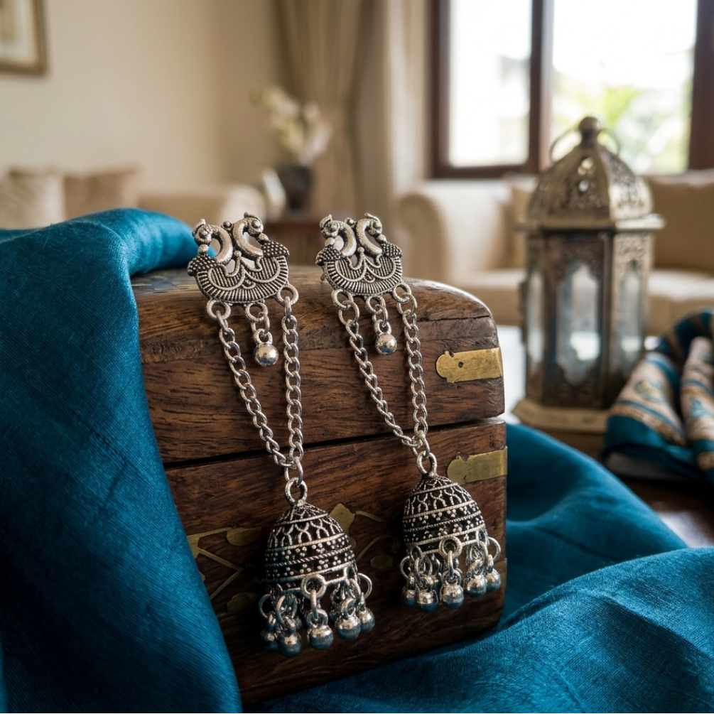 Timeless Elegance: Traditional Oxidized Silver Jhumka