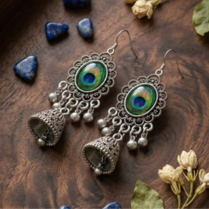 Antique Peacock Feather Jhumka Earrings