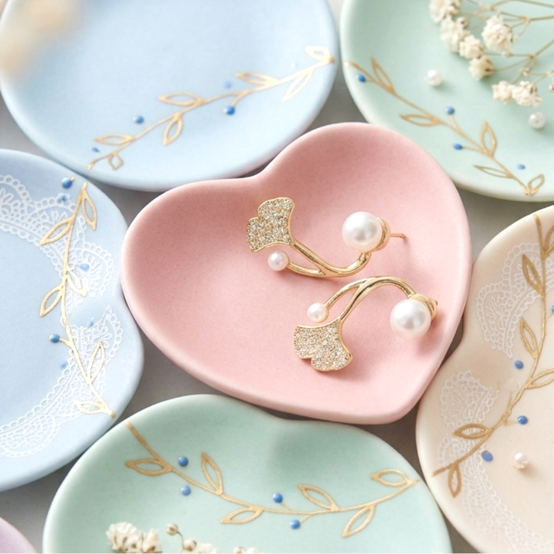 Ginkgo Leaf Pearl Studs - Image 2