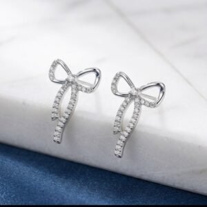 Sparkling Ribbon Bow Stud Earrings