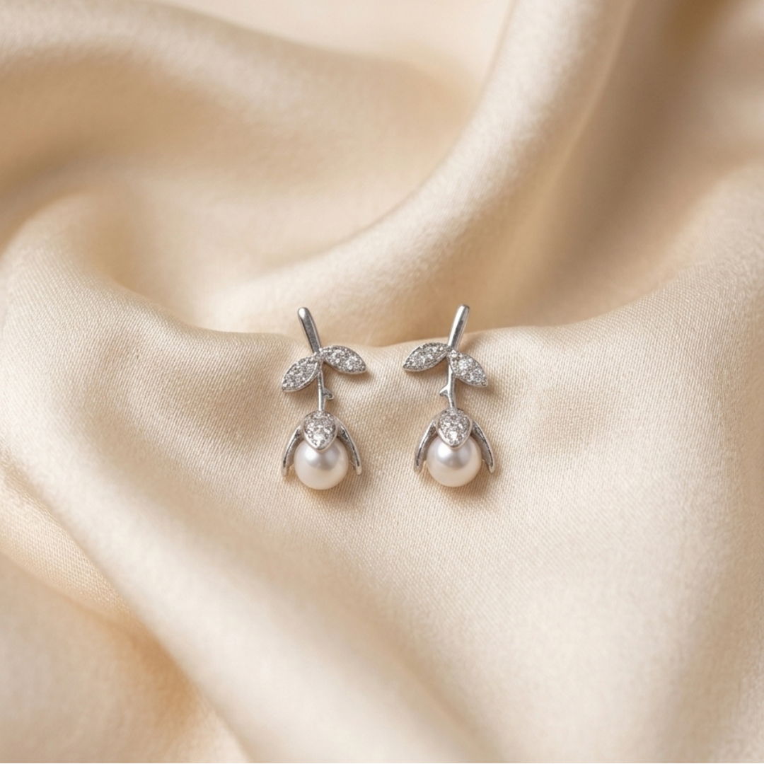 Delicate Pearl Blossom Studs