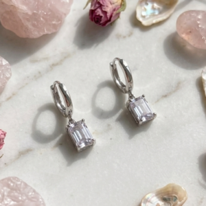 Crystal Solitaire Huggie Hoops