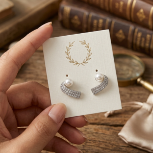 Modern Pearl & Crystal Arc Earrings