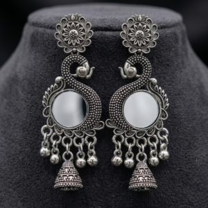 Mayura Antique Mirror Statement Jhumkas